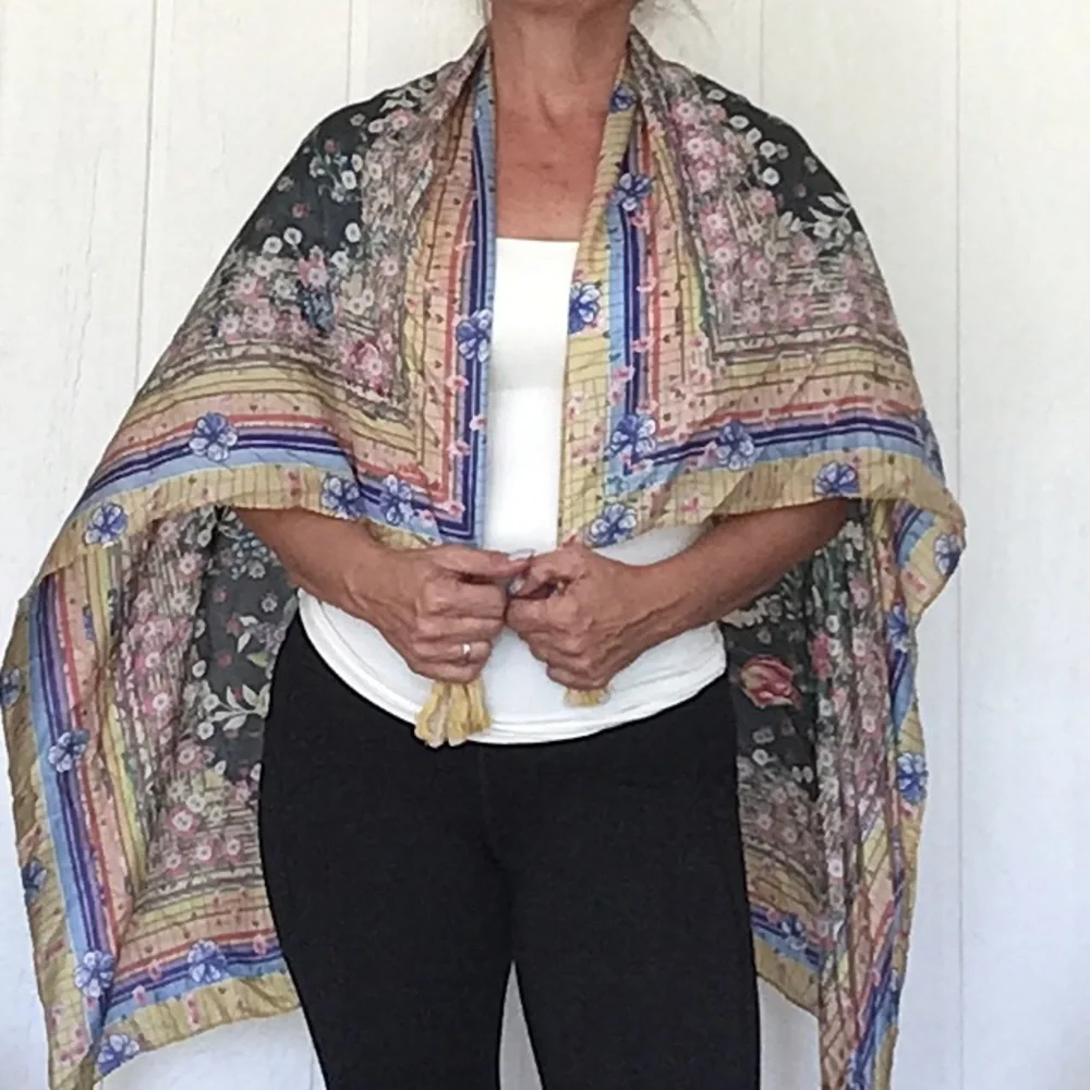 JOHNNY WAS SILK FLORAL SCARF NWT